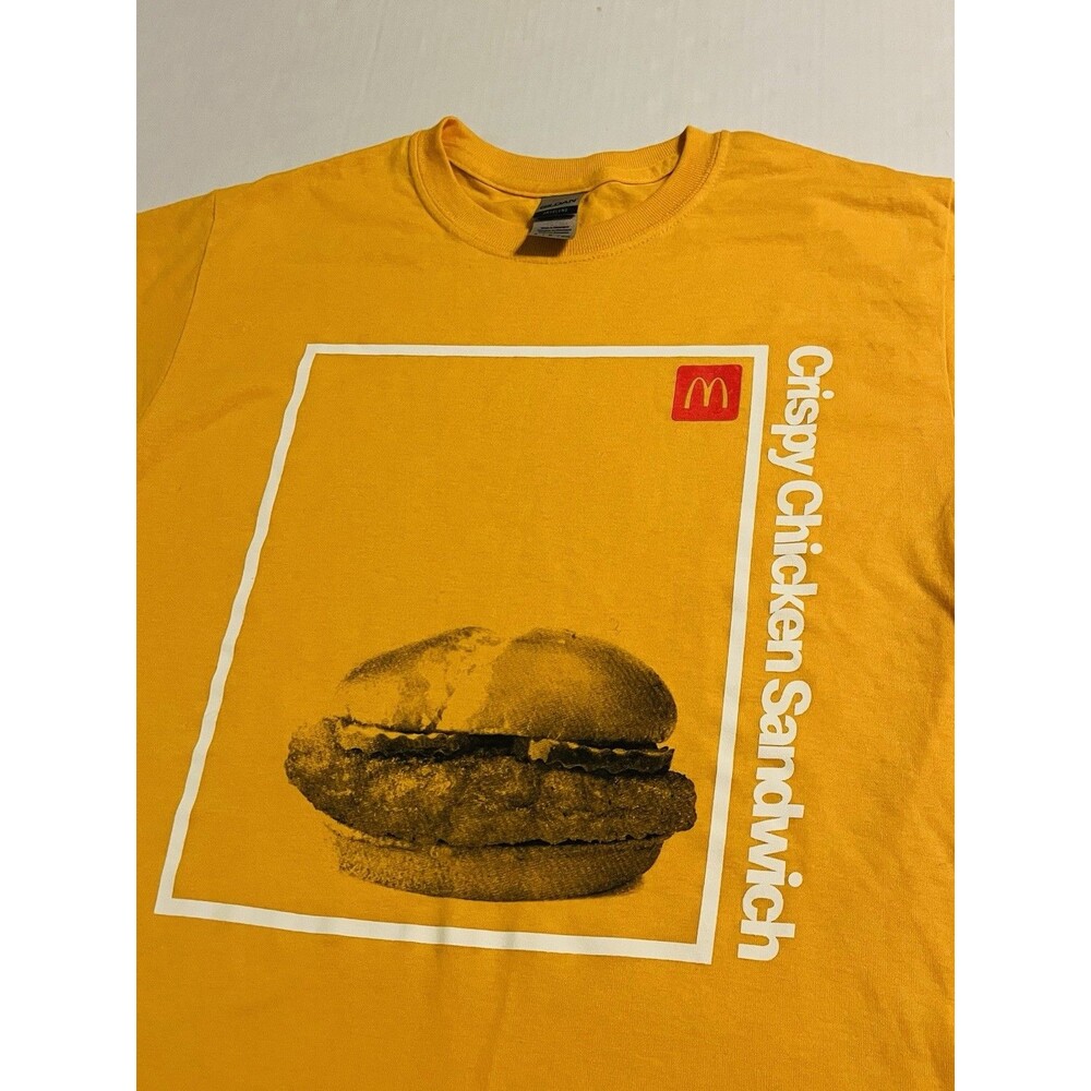 McDonald’s Chicken Sandwich Employee Work Uniform Promo T-Shirt SMALL Yelllow
